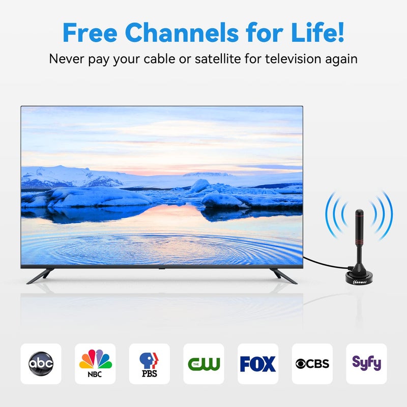 Chaowei Digital TV Antenna-DVB66 Portable Indoor Outdoor TV Antenna with Magnetic Base,16.5ft Long Cable,Omnidirectional Receiving-Support 4K 1080P TV - Image 4